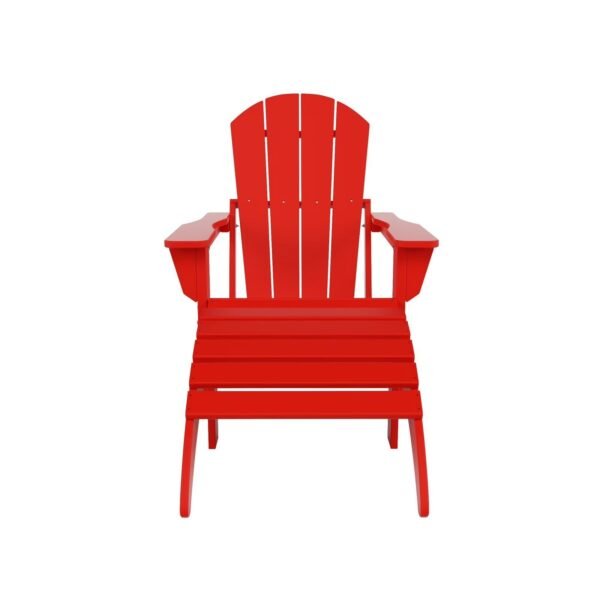 Outdoor Adirondack Chair & Ottoman Set – Red