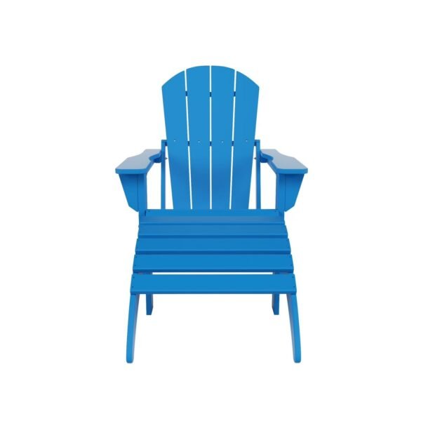 Outdoor Adirondack Chair & Ottoman Set – Pacific Blue