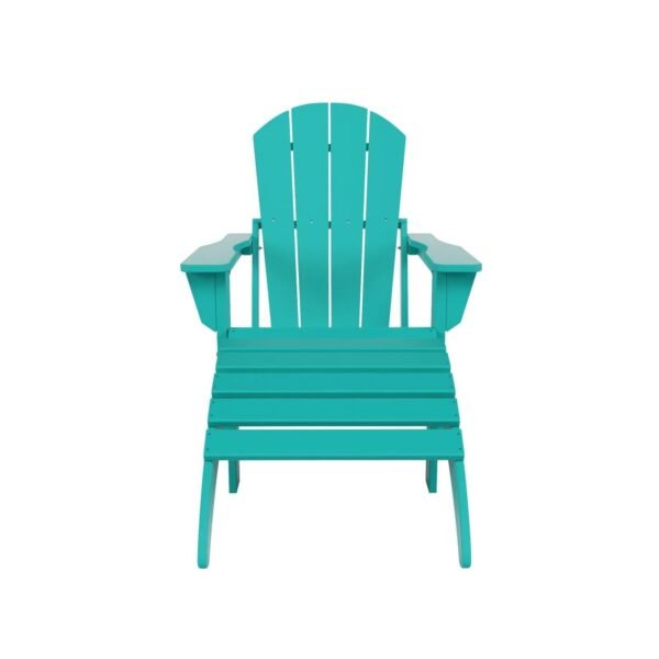 Outdoor Adirondack Chair & Ottoman Set – Turquoise