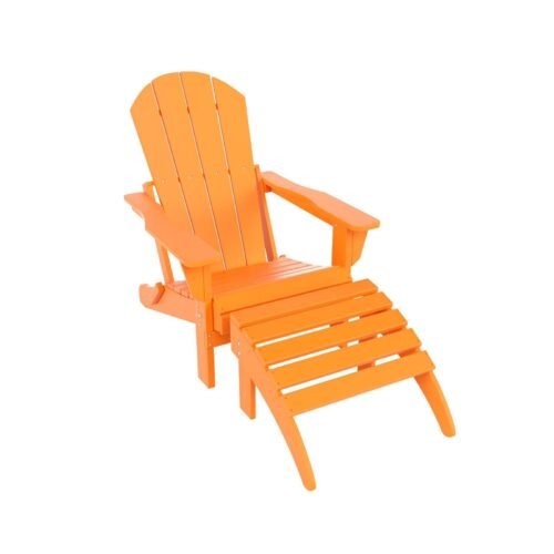Outdoor Adirondack Chair & Ottoman Set – Orange