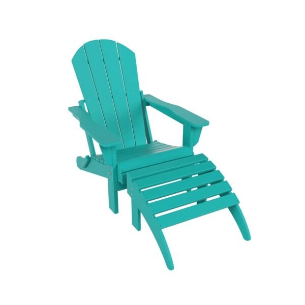 Outdoor Adirondack Chair & Ottoman Set – Turquoise